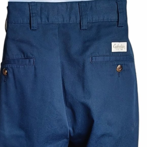 Cabelas Mens Casual Pants Size 34 Regular Blue Work‎ Office Flat Front Pockets - Picture 4 of 5